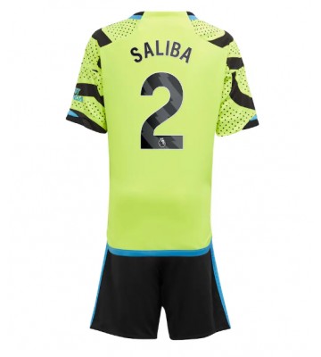 Arsenal William Saliba #2 Segunda Equipación Niños 2023-24 Manga Corta (+ Pantalones cortos)